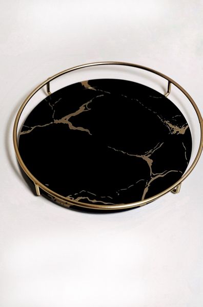 Скляна підставка для духів та косметики кругла чорна 130009 фото
